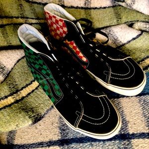 Custom one of a kind vans. High top. Lightly worn